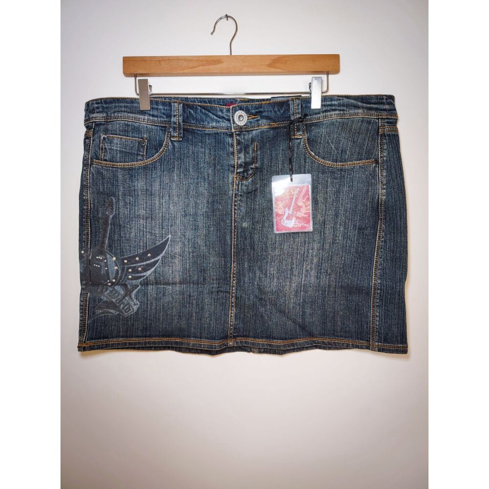 Vintage Z. Cavaricci Torrid Denim Mini Skirt Size 16 NWT Rocker Goth Y2K